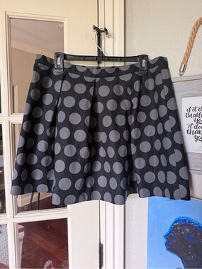 Gap Polka Dot Fit & Flare Skirt Black Gray Size 14